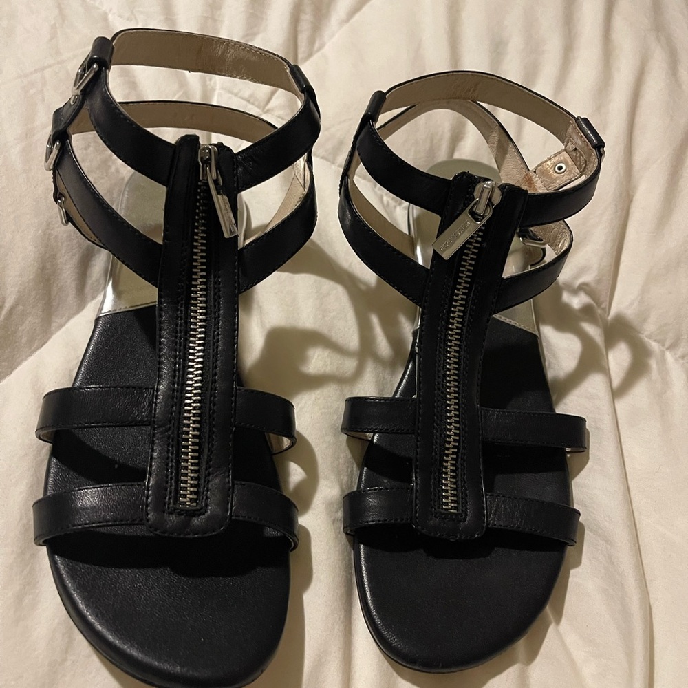Black Leather Women's Sandals